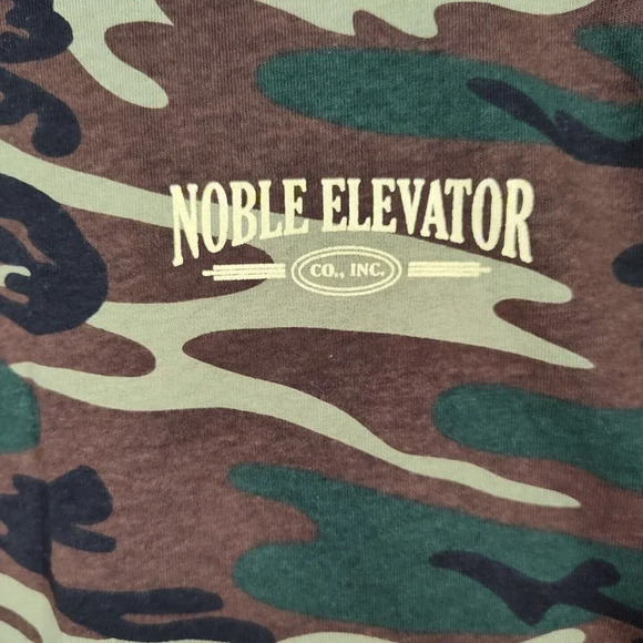 Code V Green Brown Camo T-Shirt Men Size L Noble Elevator Support Our Troops - Picture 3 of 8